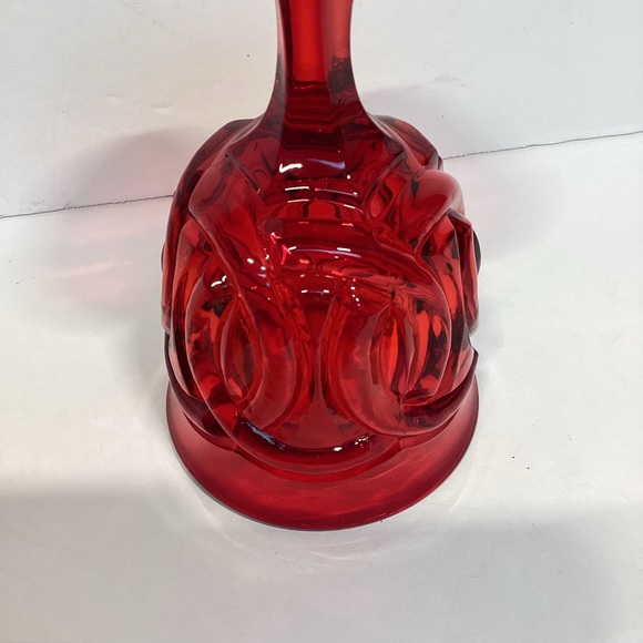 Rare Double Ring Ruby water Goblet Glass By LG Wright Vintage MCM 5” - Picture 6 of 8